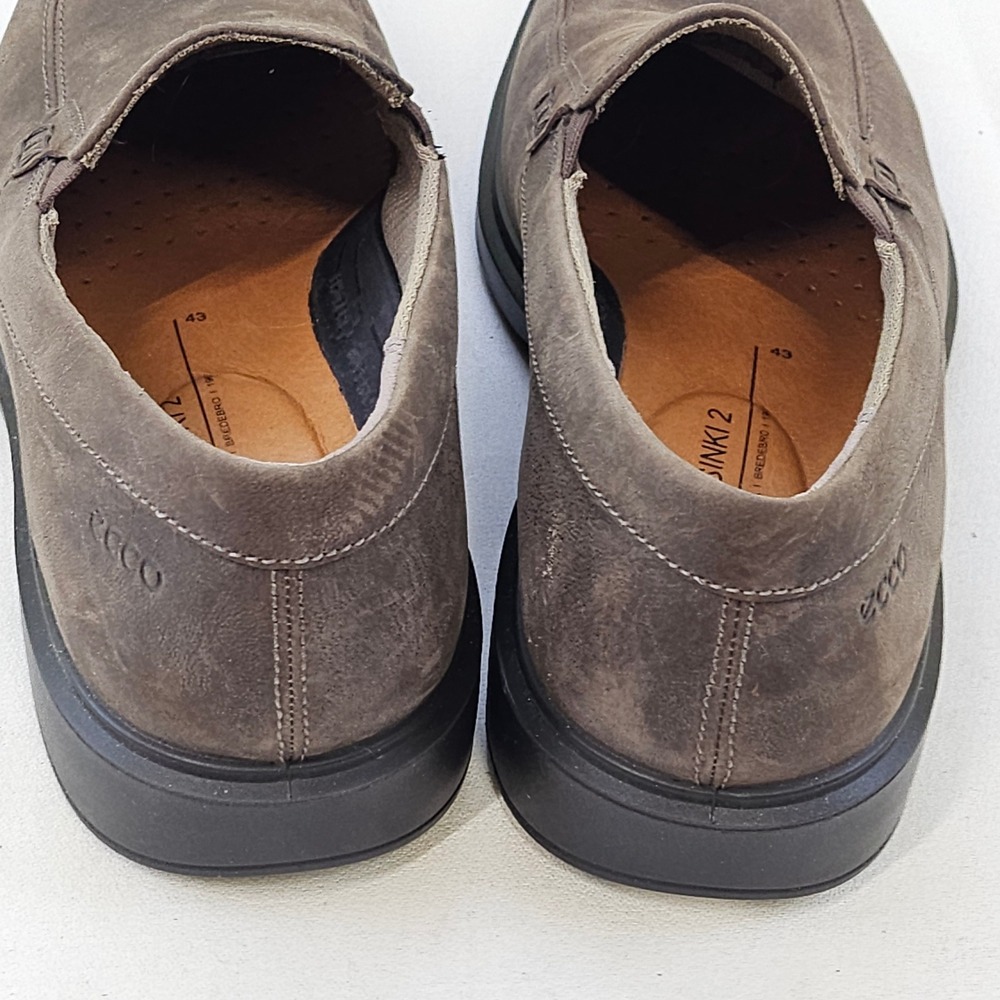 ECCO Helsinki 2 Mens Slip On Loafers Brown Leather Apron Toe Shoes 43 US 9-9.5 - Picture 4 of 12